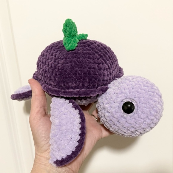 Handmade Crochet Fruit Turtle, Amigurumi turtle, Crochet Stuffed turtle, grape - Picture 5 of 7